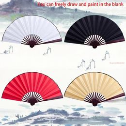 Decorative Figurines 5Pcs/Lot Silk Cloth Blank Chinese Folding Fan Wooden Bamboo Antiquity For Calligraphy Painting Home Decor