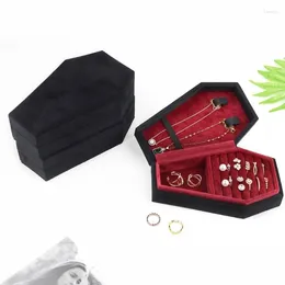 Jewellery Pouches Gothic Coffin Shape Ring Necklace Storage Box Trip Display Packaging Case Halloween Gift Drop