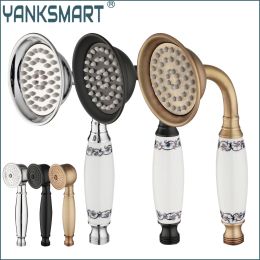 Set Yanksmart Antique Brass Hand Shower Brass Ceramic Handle Rain Spray Shower Water Saving Shower Head for Bathroom Accessories