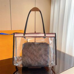 Fashion Designer Large Bags Jelly Piece Set Fashion Summer Bags Transparent Versatile Tote PVC 2 Capacity Package Women Luxury Shopping Upgk