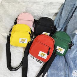 Evening Bags 2024 Canvas Women's Crossbody Bag Trend Small Shoulder Handbag Korean Solid Colour Student Phone Simple Shopper Zipper Purse