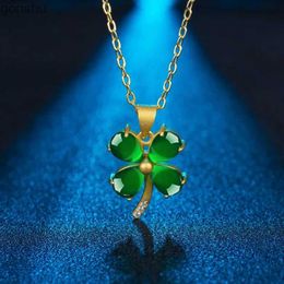 Pendant Necklaces Natural Green Jade Clover Pendant Necklace 925 Silver Fashion Jewellery Chalk Talisman GiftWX