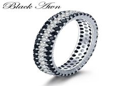 Classic 32g 925 Sterling Silver Fine Jewellery Bague Round Black Spinel Engagement Rings for Women Bijoux Femme C443 2202096906623