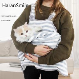 Dog Apparel Spot Coral Fleece Holding Cat Apron Anti Sticking Hair Clothes Pocket Pulling Bag