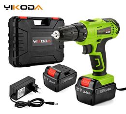 YIKODA 21V Electric Drill Lithium Battery DIY Mini Rechargeable Double Speed Cordless Screwdriver Household Power Tools C12207361246