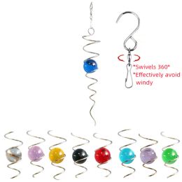 Decorations Gazing Crystal Glass Ball Spiral Tail Wind Spinner Accessories Outdoor Garden Art Ornaments Stabilizer Swivel Hook Hanging Decor