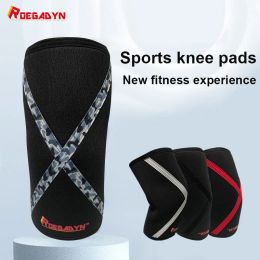 Pads Roegadyn 7mm Cross Stiff Neoprene Knee Pads Professional Quality Knee Brace Support Sleeves for Sport Compression Knee Sleeves