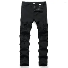 Men's Jeans Men Distressed Black Stretch Trousers Knee Holes Joggers Pants For Plus Size 5XL 6XL
