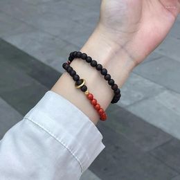 Strand Natural Submerged Type Hainan Agarwood Two Circles Ball Bracelet With Southern Red Agate For Women