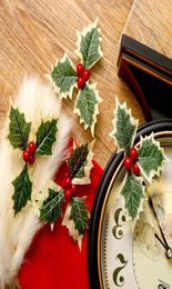Decorative Flowers Wreaths 10Pcs Christmas Artificial Leaves Leaf Fake Holly Berries Red Cherry Little Fruits Stamen Wedding Hom9464935