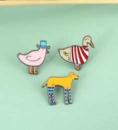 Cute Poultry Cartoon Animal Dog Chickens Brooch Pins Funny Zinc Alloy Enamel Brooches for Girls Xmas Gift Badges Bag Shirt Pin8346598