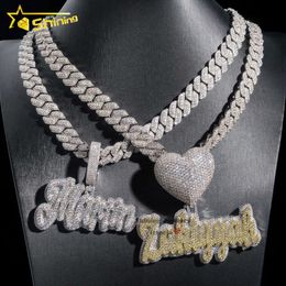 Custom 2.5 3 width name pendant pass diamond tester iced out hip hop jewelry heart bail moissanite diamond pendantDesigner Jewelry
