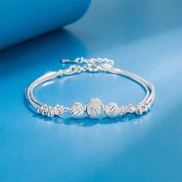 Chain Charm 925 Sterling Silver Luxury Lucky Swivel Bead Bracelet Cute Womens Bracelet Fashion Party Wedding Jewelry