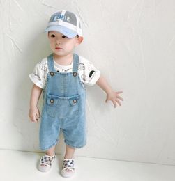 Jumpsuits Baby Boys Short Jumpsuit Summer Fashion Kids Solid Color Big Pockets Denim Overalls Korean Toddler Girls Suspender Short8785384