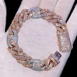 Fine Jewellery Hip Hop 925 Silver Iced Out Cuban Chain Vvs Moissanite Diamond Miami Cuban Link Chain Mens Bracelet