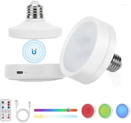 Wall Lamp Lightess 2 Pack Rechargeable Battery RGB Light Bulbs For Lamps With Remote Wireless Powered LED Puck Lights