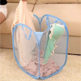 Storage Baskets Nylon Mesh Fabric Laundry Storage Basket For Toy Foldable Washing Basket Dirty Clothes Sundries Basket Box