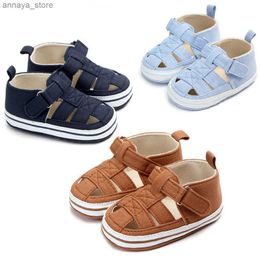 Sandals Summer Kids Newborn Sandals Fashion Soft Crib Shoes First Walker Baby Boys Shoes Non slip Sandals 0-18ML240429