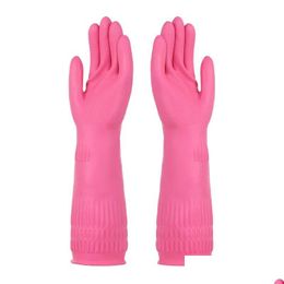 Cleaning Gloves 2Pairs Reusable Rubber Household Dishwashing Latex Waterproof Nonslip Kitchen Gardening Bathroom Drop Delivery Home Ga Dhkc6