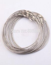 Whole 100pcs 1mm 18inch Grey stainless steel wire necklace cord collar choker screw clasp Jewellery Findings4104203