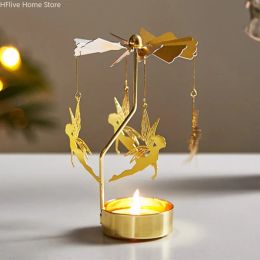 Candles Metal Rotating Spinner Carousel Candle Tea Light Holder Table Rotating Transfer Windmill Decoration Home Elegance Candle Holder