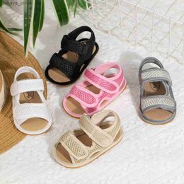 Sandals KIDSUN Baby Sandals for Girls and Boys Solid Summer Outdoor Soft Sole Anti slip Rubber Baby Shoes for Toddlers First Step WalkerL240429