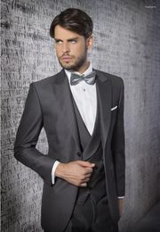 Men's Suits High Quality Italian Grey Double Breasted Men Suit Formal Wedding For Custom Slim Fit 3 Piece Prom Dinner Groom Tuxedo