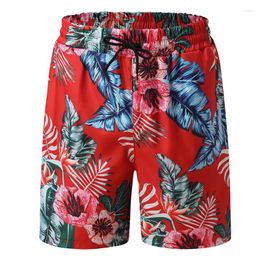 Men's Shorts Summer Hawaiian Beach Men Casual Flower Plants 3D Print Short Pants Street Sports Surf Board Swim Trunks