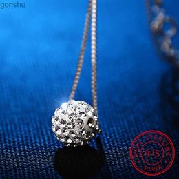 Collane a sospensione lucida e autentica austriaca a sfera di cristallo Acqua Diamante Neccante Pendant 2019 Fashion 925 Collana in argento sterling femmini