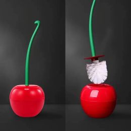 Set Creative Lovely Cherry Shape Toilet Brush Holder Bathroom Accessories Lavatory Brush Toilet Brush Holder Set Toilet Brushes