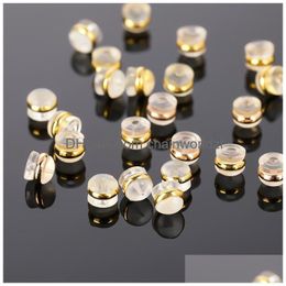 Earring Back 50Pcs/Bag Round Sile Earplugs Stud Backs Support Plug Earrings Jewelry Accessories Drop Delivery Findings Components Dhpbn