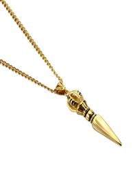 Fashion Men Silver 18K Gold Plated Pendant Necklace Hip Hop Rap Jewellery Stainless Steel Chain Design Mens Punk Necklaces Gifts7081918