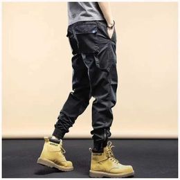 Men's Pants Spring and Autumn Fashion Solid Color Multi Pocket Goods Pants for Mens New Classic Waist Tie Rod Youth Trend Mens Trousers 2023 J240429