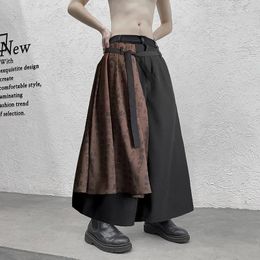 Men's Pants SYUHGFA Clothing 2024 Spring Chinese Style Patchwork Black Wide Leg Ankle-length Causal Loose Trousers For Male