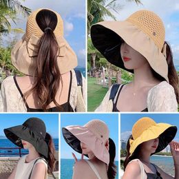 Wide Brim Hats UV Protection Bucket Hat Summer Foldable Sun Cap Outdoor Breathable Panama