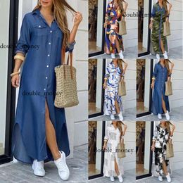 Shirt Dresses For Women Plus Size Fashionable Shirt Style Button Dress Ladies Casual Long Street Dresses Loose Home Maxi Women 271