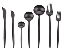 Matte Black Silverware Flatware Dinnerware 304 Stainless Steel Cutlery Knife Fork Spoon Tableware5833214