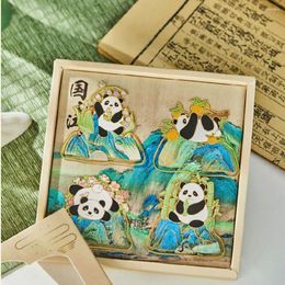 Variety Panda Pattern Scalloped Metal Bookmarks With Tassel Pendant Fan-shaped Bookmark Student Gift School Stationery