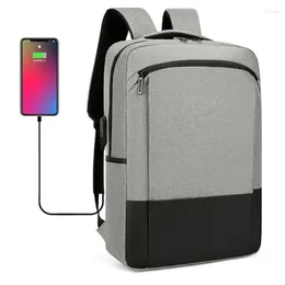 Backpack 2024 Simple Usb Charging Computer Bag Men's Large-capacity Leisure Business Notebook Oxford Cloth