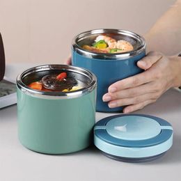 Dinnerware Portable Stainless Steel Breakfast Cup Soup Bowl Thermal Storage Container Sealed Bento Box With Handle