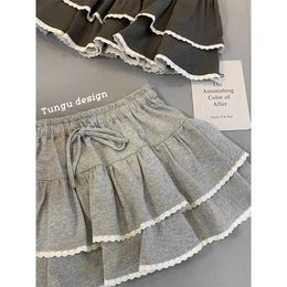 Skirts Summer Y2k Womens High Waist Lace A-line Jupe Fashion Sweet Saia Tunic Mini Skirt 2023 Faldas Mujer De ModaL2429
