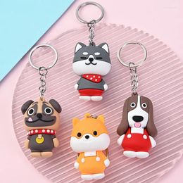 Keychains Resin Handicraft Animal Dog Schnauzer Key Chains Backpack Pendant Shaking Head Car Decoration Keyring