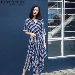 Party Dresses 2024 Striped Woman Summer Beach Long Hippie Dress Casual V-neck Half Sleeve Boho Chic Style NN0468 CE