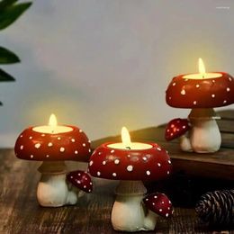 Candle Holders Stylish Holder Mushroom Set With Tea Scented Candles For Room Bathroom Decor Resin Candlestick Desktop