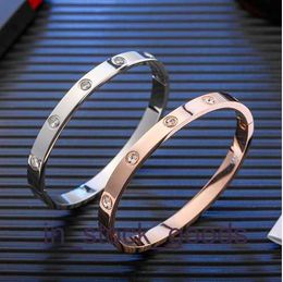 High End Jewellery bangles for Cartre womens Titanium steel buckle with ten diamonds bracelet stainless steel bracelet timeless classic and versatile accessory