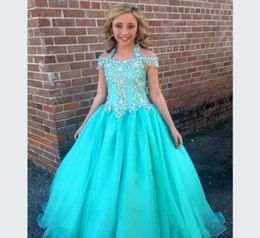 Halter Pageant Dresses For Girls Teens Beadeds A Line Flower Girl Dresses For Weddings Junior Glitz First Communion Dress Kids For4382693