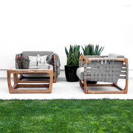 Camp Furniture Outdoor Leisure Rattan Chair Solid Wood Sofa Garden Balcony Rocking Villa Model Room