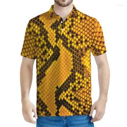 Men's Polos Fashion Snake Skins Pattern Polo Shirts Men Women Punk 3D Printed Animal Skin Tees Street Button Shirt Lapel Short Sleeves