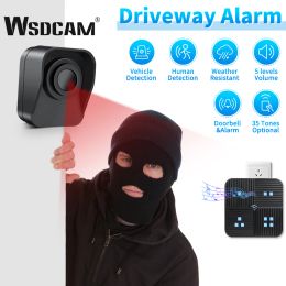 Doorbells Wsdcam Driveway Alarm 800M Long Range Wireless PIR Motion Sensor Alarm Detector Monitor Burglar Alarm System Door Bell