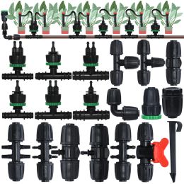 Decorations KESLA 5PCS 1/2 3/4 1'' PE Pipe 16mm 20mm 25mm Connector Splitter Tee Coupling to 4/7mm 1/4 Hose Garden Watering Drip Irrigation